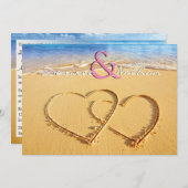 Deux coeurs dans la Faire-part de mariage de sable (Devant / Derrière)