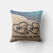 Deux Coeurs Dans Le Coussin De Mariage Sand Beach (Verso)