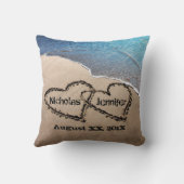 Deux Coeurs Dans Le Coussin De Mariage Sand Beach (Verso)