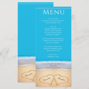 Deux coeurs dans le menu Mariage de plage