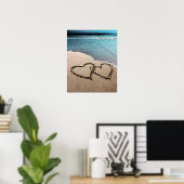 Deux Coeurs Dans Le Sable Grande Photo Poster Impr (Bureau à domicile)