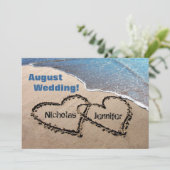 Deux cœurs dans le sable Invitation de mariage d'é (Debout devant)