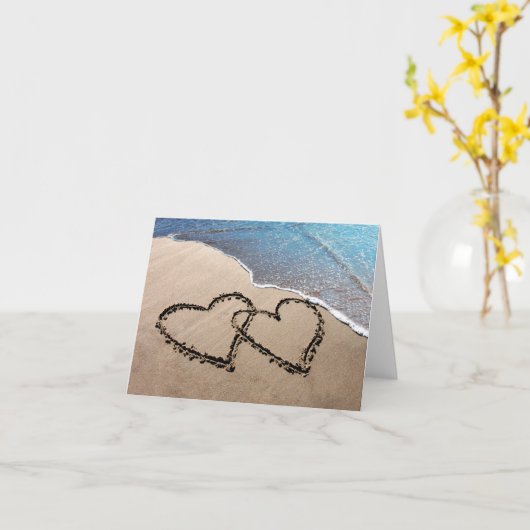 Deux Coeurs Dans Les Cartes pour notes De Sable (Fleur jaune)
