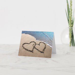 Deux coeurs dans les cartes pour notes de sable