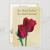 Deux Coeurs Deux Âmes Rose Faire-part de mariage (Devant / Derrière)