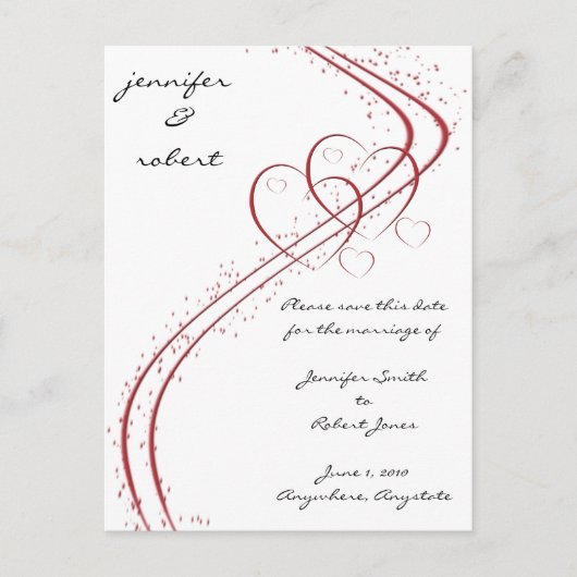 Deux coeurs en un enregistrer la carte Date (Devant)