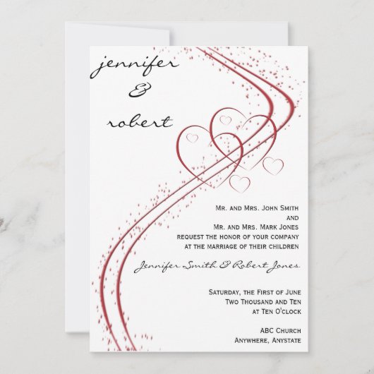 Deux coeurs en une seule invitation (Devant)