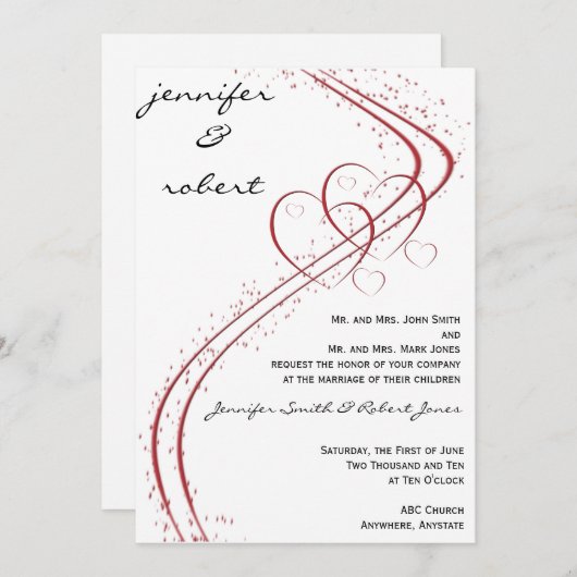 Deux coeurs en une seule invitation (Devant / Derrière)