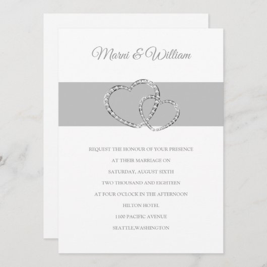 Deux coeurs Faire-part de mariage (Devant / Derrière)