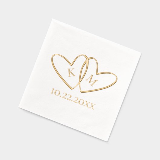 Deux Coeurs Initiales et Mariage Date simple (Gauche)