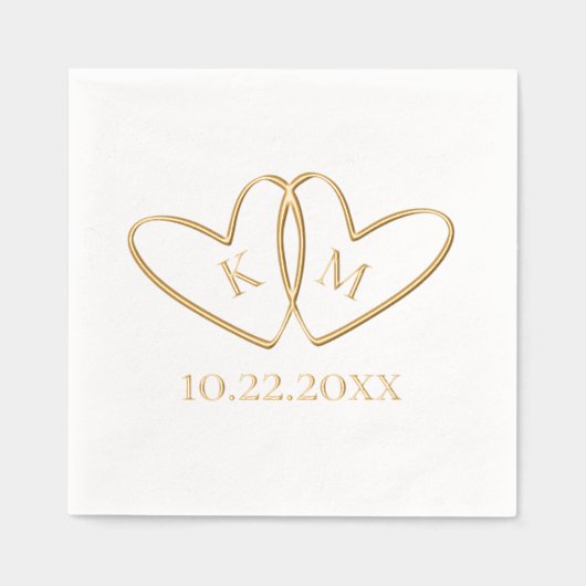Deux Coeurs Initiales et Mariage Date simple (Recto)