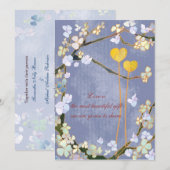 Deux coeurs : Invitations de mariage bleu (Devant / Derrière)