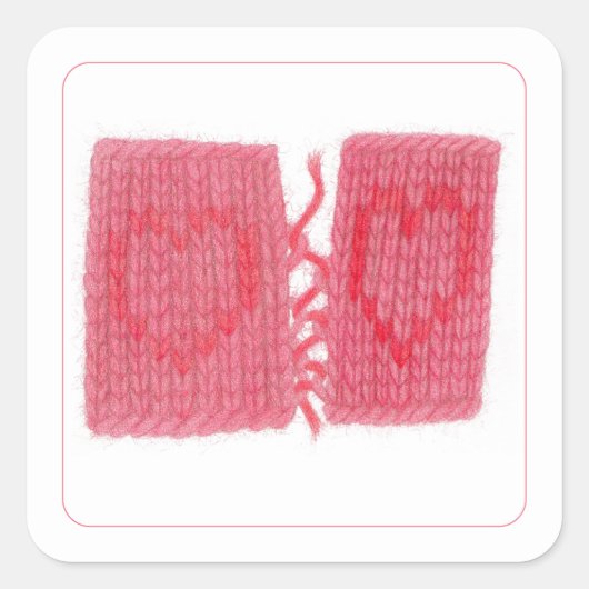 DEUX COEURS KNIT Stickers Carré (Devant)