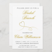 Deux Coeurs Or Élégants | Invitation de Brunch nup (Devant / Derrière)