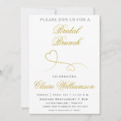Deux Coeurs Or Élégants | Invitation de Brunch nup (Devant)