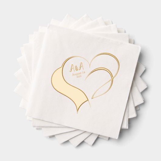 Deux Coeurs Or Fancy Mariage Monogramme (Insitu (empilé))