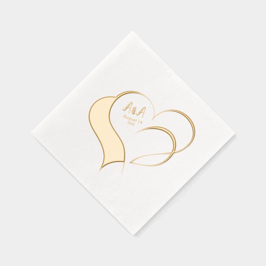 Deux Coeurs Or Fancy Mariage Monogramme (Droite)