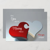 Deux Coeurs Puzzle Pièces Carte Saint Valentin (Devant / Derrière)