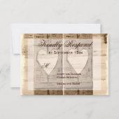 Deux Coeurs Rustiques Frappe Les Cartes De Mariage (Devant)