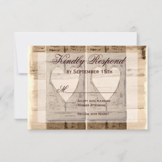 Deux Coeurs Rustiques Frappe Les Cartes De Mariage (Devant)