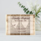 Deux Coeurs Rustiques Frappe Les Cartes De Mariage (Debout devant)