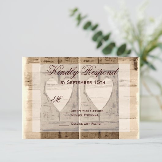 Deux Coeurs Rustiques Frappe Les Cartes De Mariage (Debout devant)