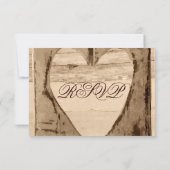 Deux Coeurs Rustiques Frappe Les Cartes De Mariage (Dos)
