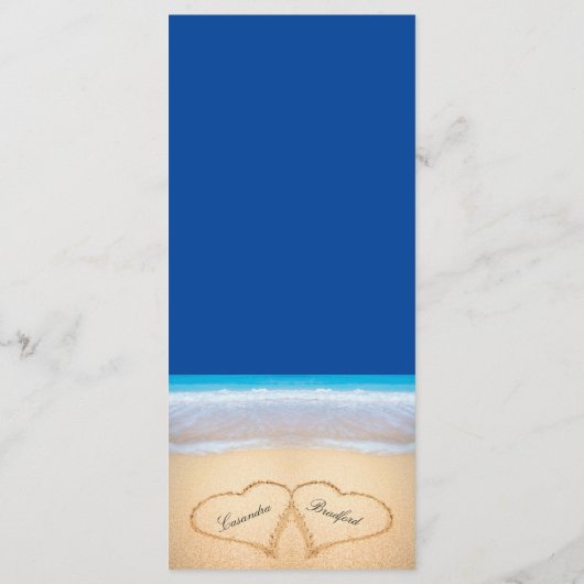 Deux coeurs sur le Beach Wedding Dark Blue Menu (Dos)