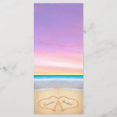 Deux coeurs sur le Beach Wedding Purple Pink Menu (Dos)