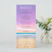 Deux coeurs sur le Beach Wedding Purple Pink Menu (Debout devant)
