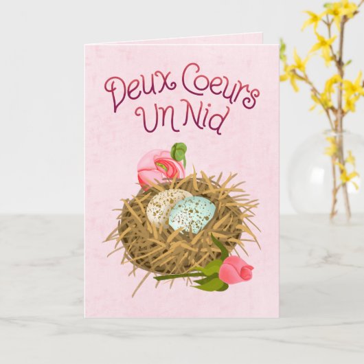 Deux Coeurs Un Nid - Twee harten één nest Frans Kaart (Gele Bloem)