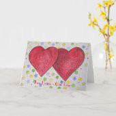 Deux coeurs une carte de voeux d'amour (Fleur jaune)