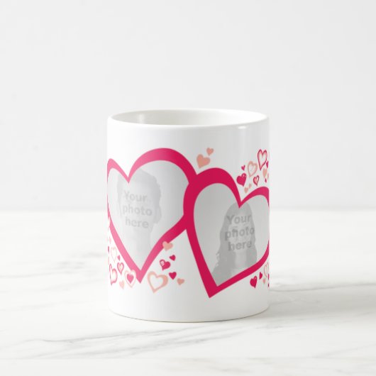 Deux coeurs valentine / photos mariages mug rouge (Centre)