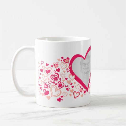 Deux coeurs valentine / photos mariages mug rouge  (Gauche)