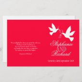 Deux colombes blanches ruban rose rouge Programme (Devant / Derrière)