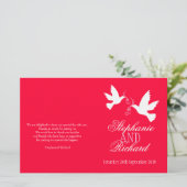 Deux colombes blanches ruban rose rouge Programme (Debout devant)