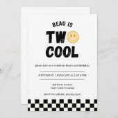 Deux Cool 2e anniversaire Invitation Retro Boys (Devant / Derrière)