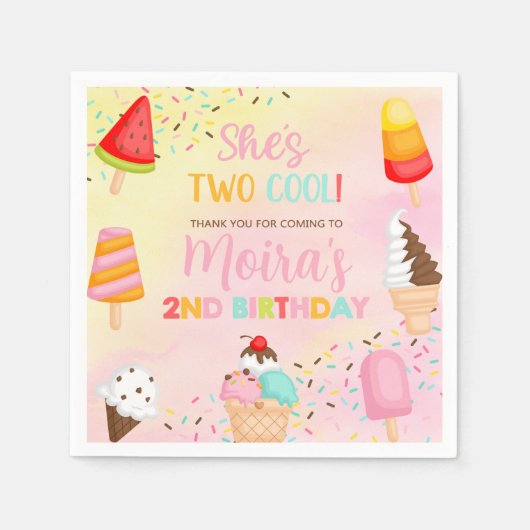 DEUX COOL crème glacée fille serviettes en papier (Devant)