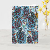 Deux corneilles, cartes de voeux (Fleur jaune)