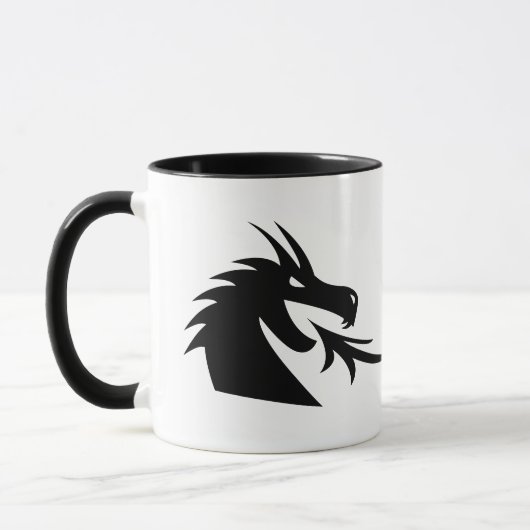 Deux créatures de tête de dragon noir mug à café (Gauche)