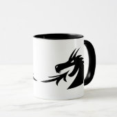 Deux créatures de tête de dragon noir mug à café (Devant droit)