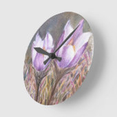 DEUX CROCUSES PURPLES MUR HORLOGE (Angle)