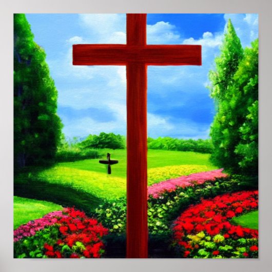 Deux croix dans une affiche de jardin (Devant)