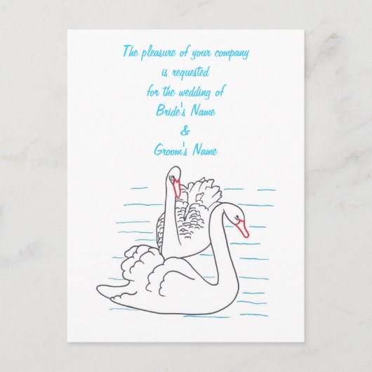 Deux cygnes noirs Dessiner Mariage Inviter Cartes (Devant)