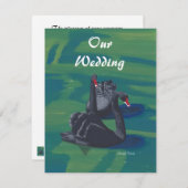 Deux cygnes noirs nager Invitations de mariage (Devant / Derrière)