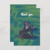 Deux cygnes noirs nager Merci Cartes (Devant / Derrière)