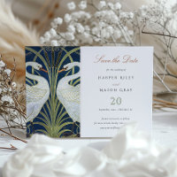Deux cygnes sauvent la date Faire-part de mariage