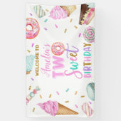 Deux Dessert Sucré Anniversaire Vinyl Bannière (Vertical)