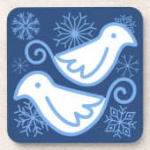 Deux Dessous de verre bleu hiver Doves (série de 6 (Devant)