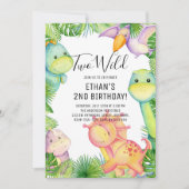 Deux Dinosaures Sauvages 2e Invitation de fête d'a (Devant)